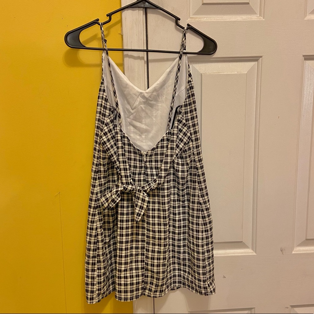 Black & White Checkered/Tartan/Plaid Spaghetti Strap bow tie Dress(Forever 21)